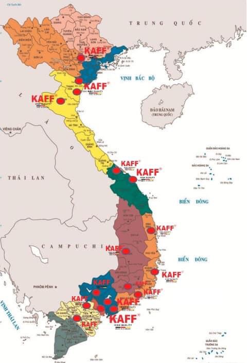 Mạng lưới chi nhánh Kaff Việt Nam rộng khắp cả nước