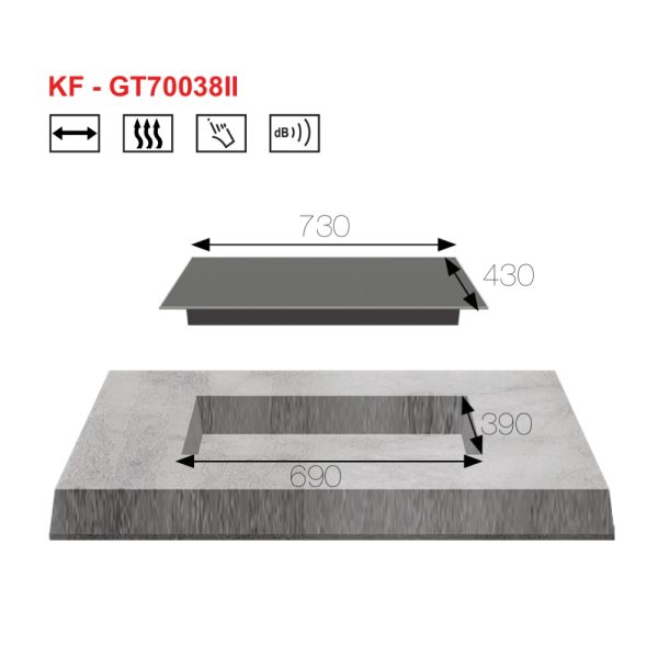 Kích thước bếp từ đôi Kaff KF-GT70038II