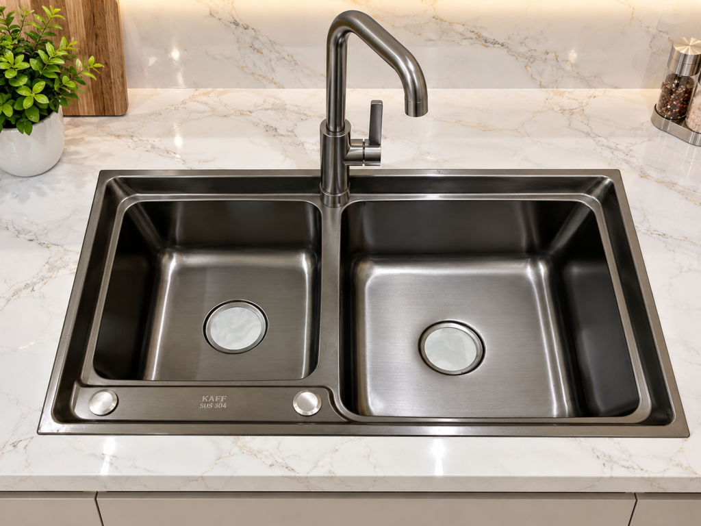 Chậu rửa KAFF KF-BL8045GHR lắp trên mặt đá trắng sang trọng