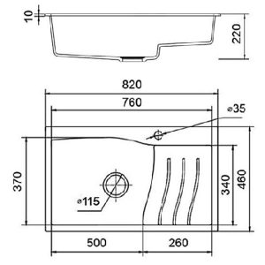 Kích thước chậu rửa KAFF KF-8246SY 820x460mm