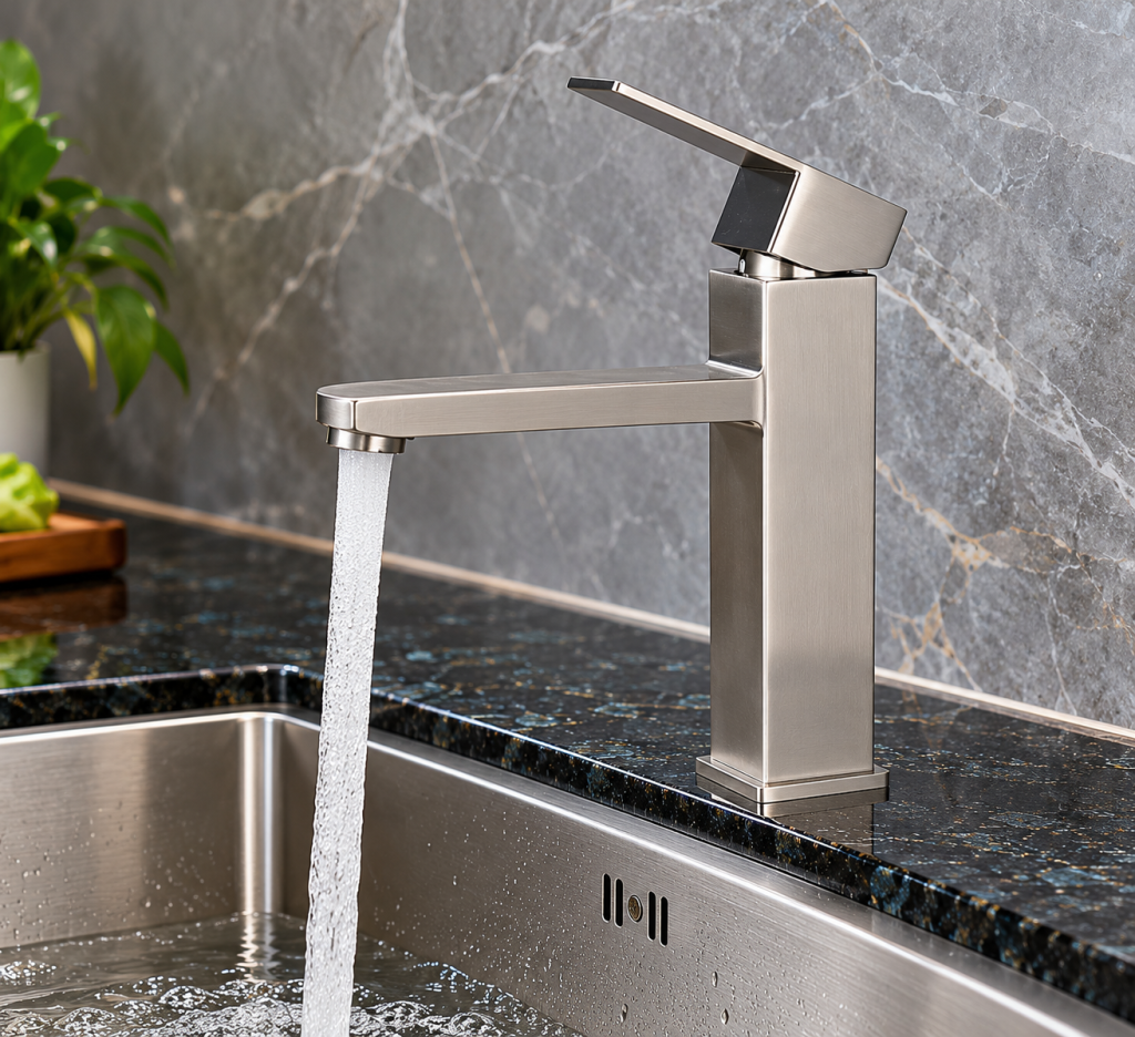 Vòi rửa chén nóng lạnh KAFF KF-FC83020 góc nghiêng thực tế