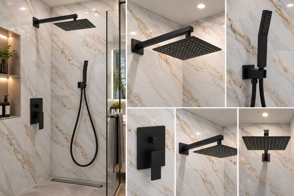 Bộ vòi sen tắm KAFF KF-SH6500B trong phòng tắm sang trọng